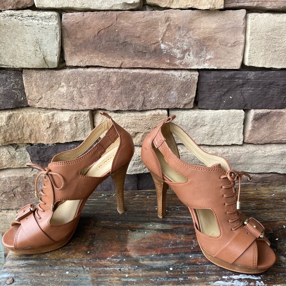 Coach Shoes - Coach Lace Up Buckle Steampunk Heels 8.5